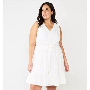 Draper James RSVP‎ Size 3X Sleeveless Cottage Core Design Tie Waist Dress Cotton